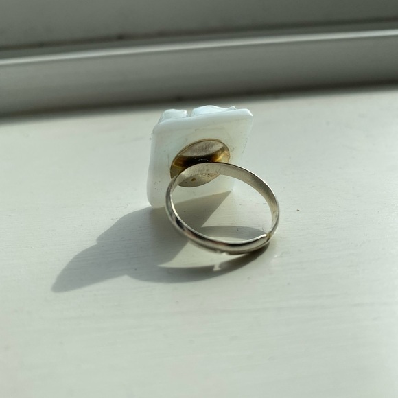 Holographic Homemade Ring w White Stone Base Size 8 Adjustable - Picture 7 of 7
